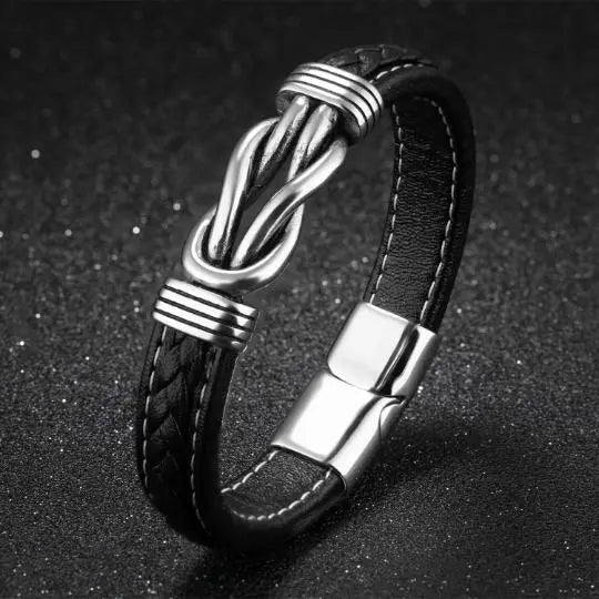 Black Leather Bracelet with Knot Glen Ogal