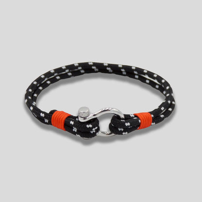 Black Thin Nylon Sailing Rope D-Shackle Bracelet Glen Ogal