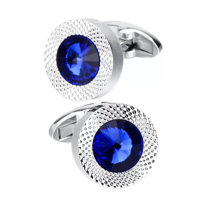 Blue Crystal Round Cufflinks - Glen Ogal