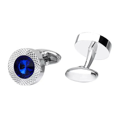 Blue Crystal Round Cufflinks - Glen Ogal