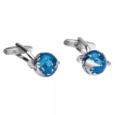Blue Enamel Globe Cufflinks - Glen Ogal
