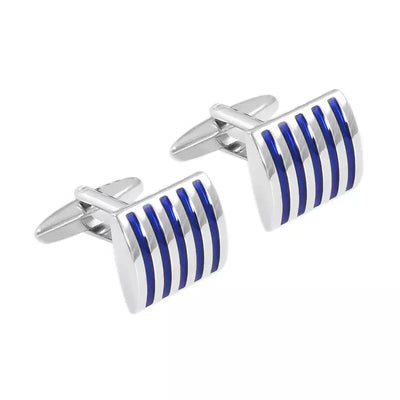 Blue Stripe Curved Cufflinks - Glen Ogal