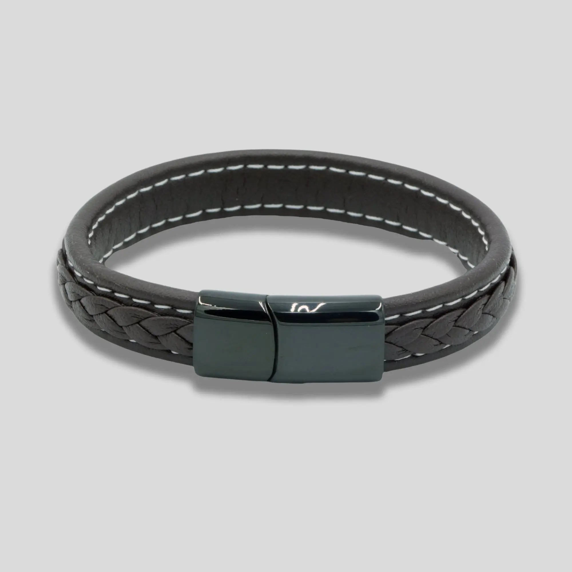 Brown Leather Bracelet with Black Clasp Glen Ogal