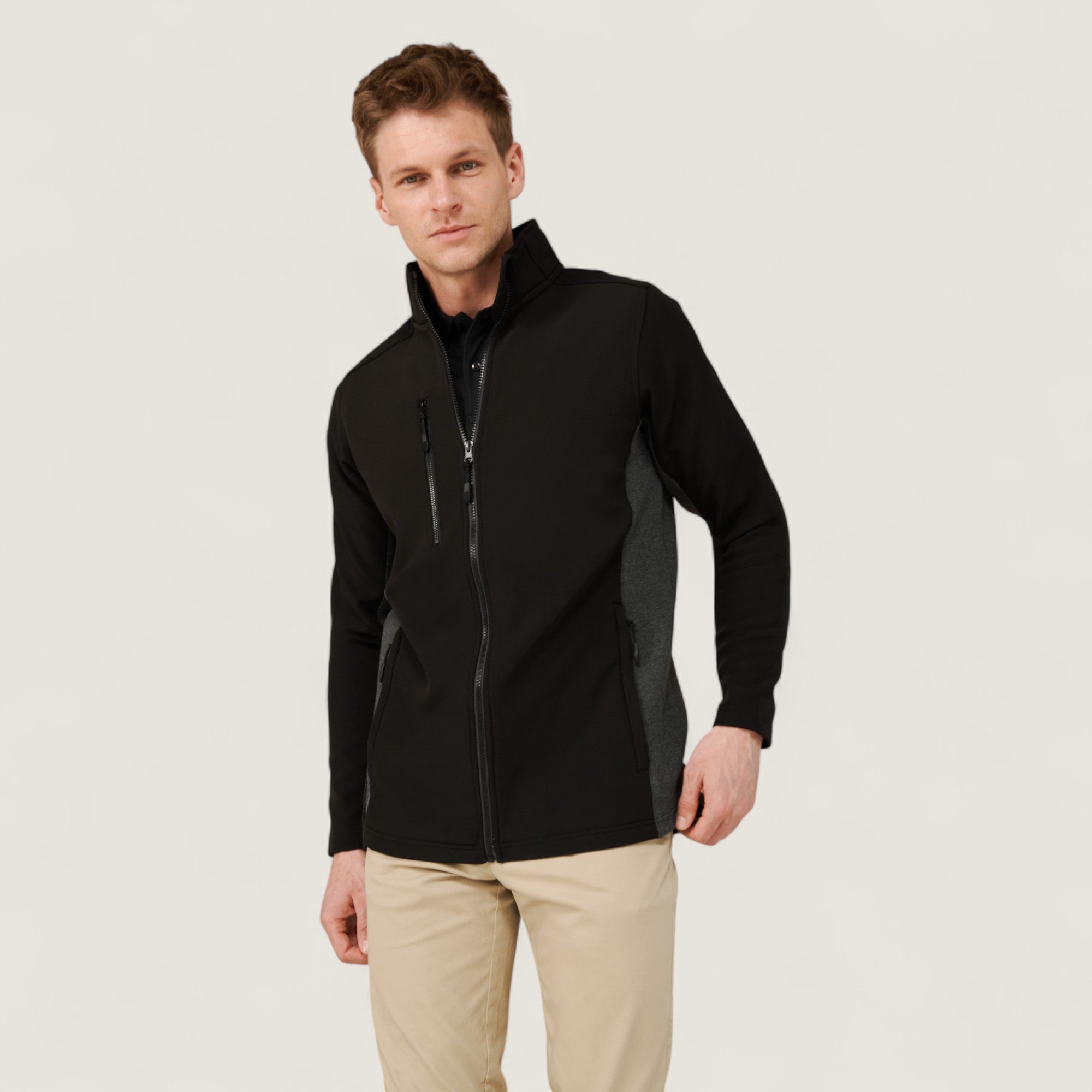 Contrast Soft Shell Jacket Black & Charcole