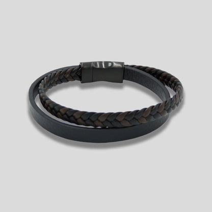 Double Black & Brown Leather Bracelet Glen Ogal