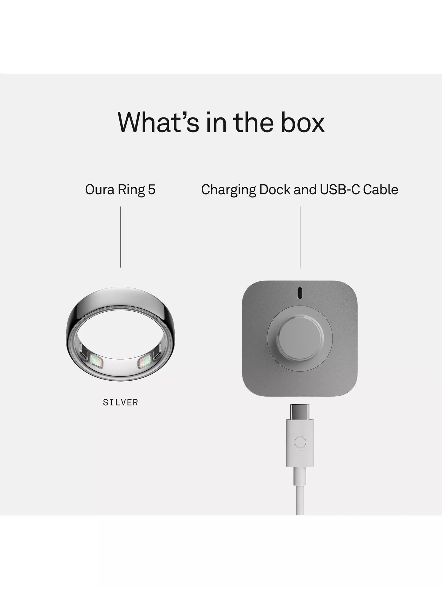 Oura Ring 5 Health & Fitness Tracker Smart Ring, Silver
