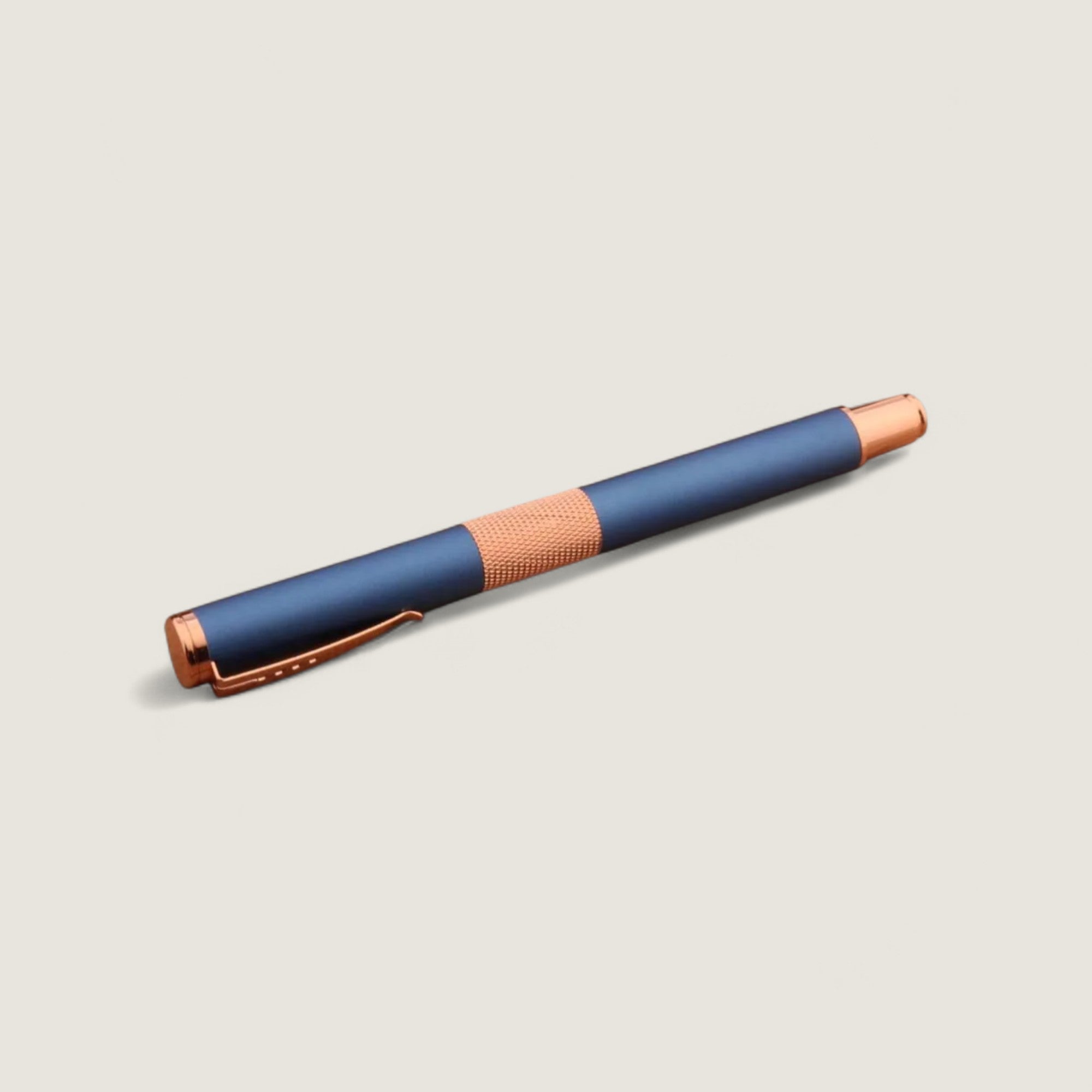 Luxury Metal Frosted Blue and Rose Gold Rollerball Pen