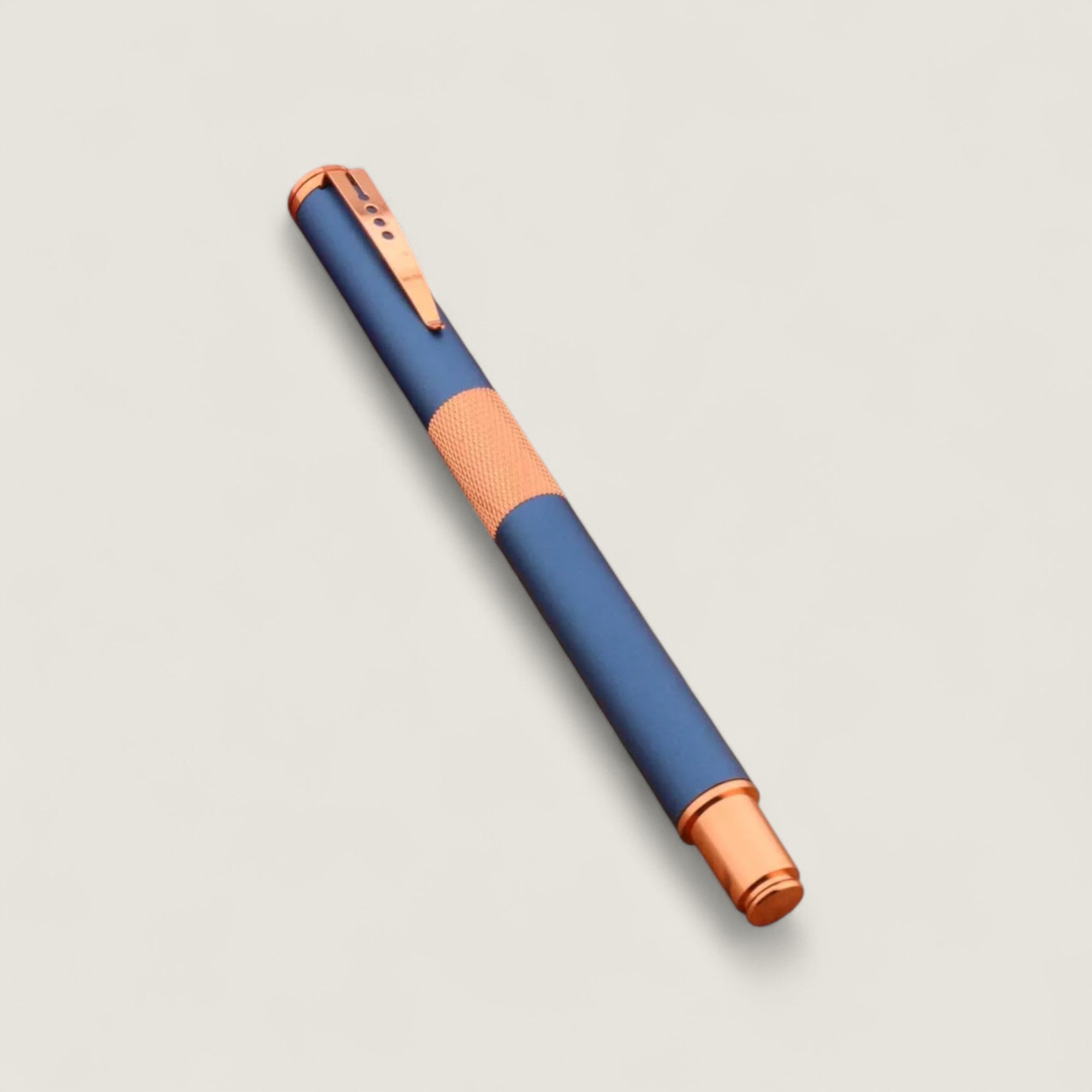 Luxury Metal Frosted Blue and Rose Gold Rollerball Pen