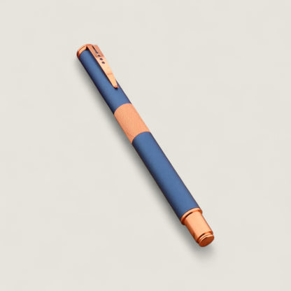 Luxury Metal Frosted Blue and Rose Gold Rollerball Pen