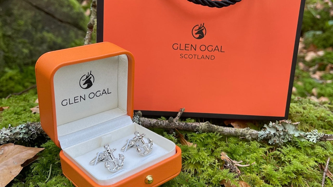 Glen Ogal Sailing Anchor Cufflinks With Gift Packaging