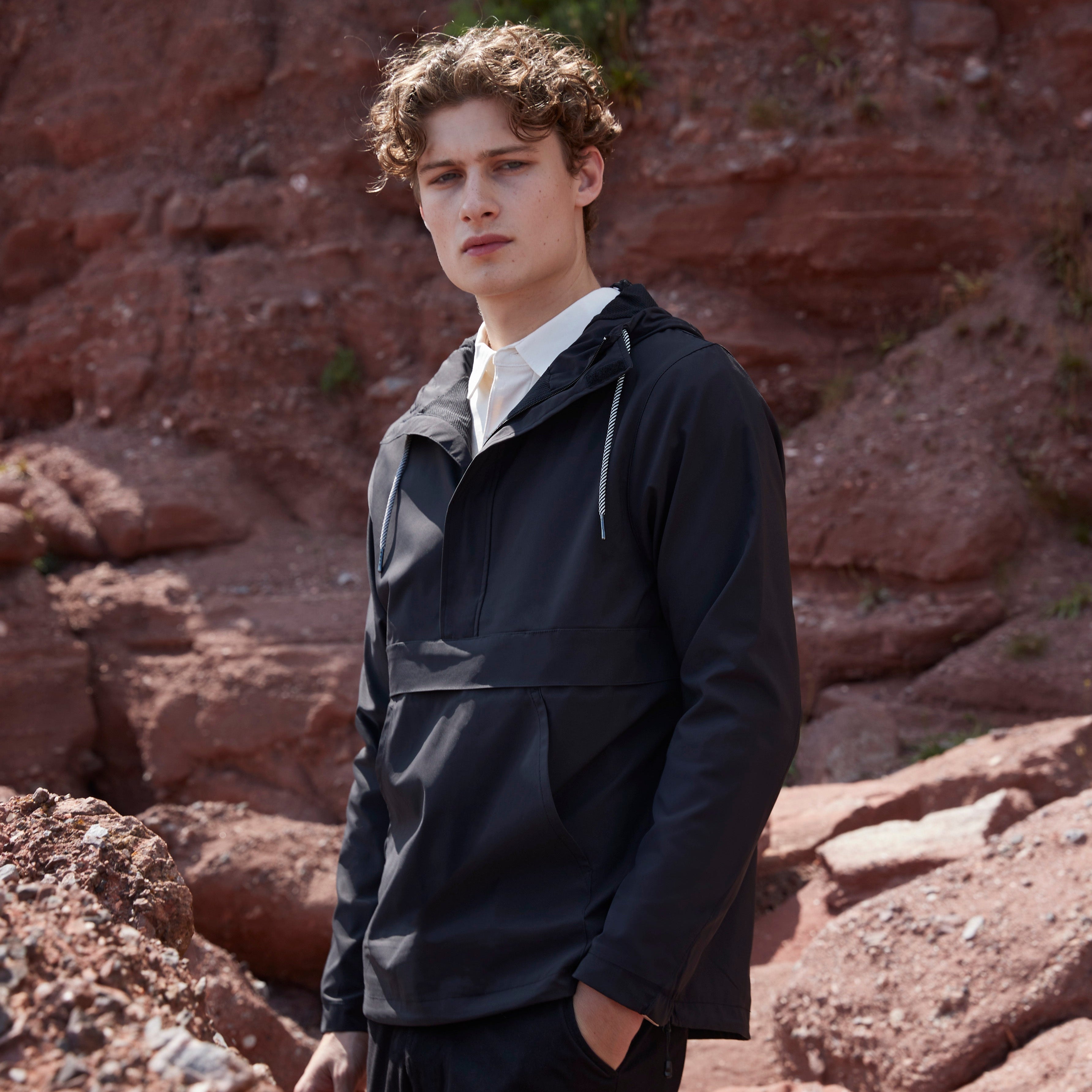 Black Glen Ogal Pullover Jacket For Men