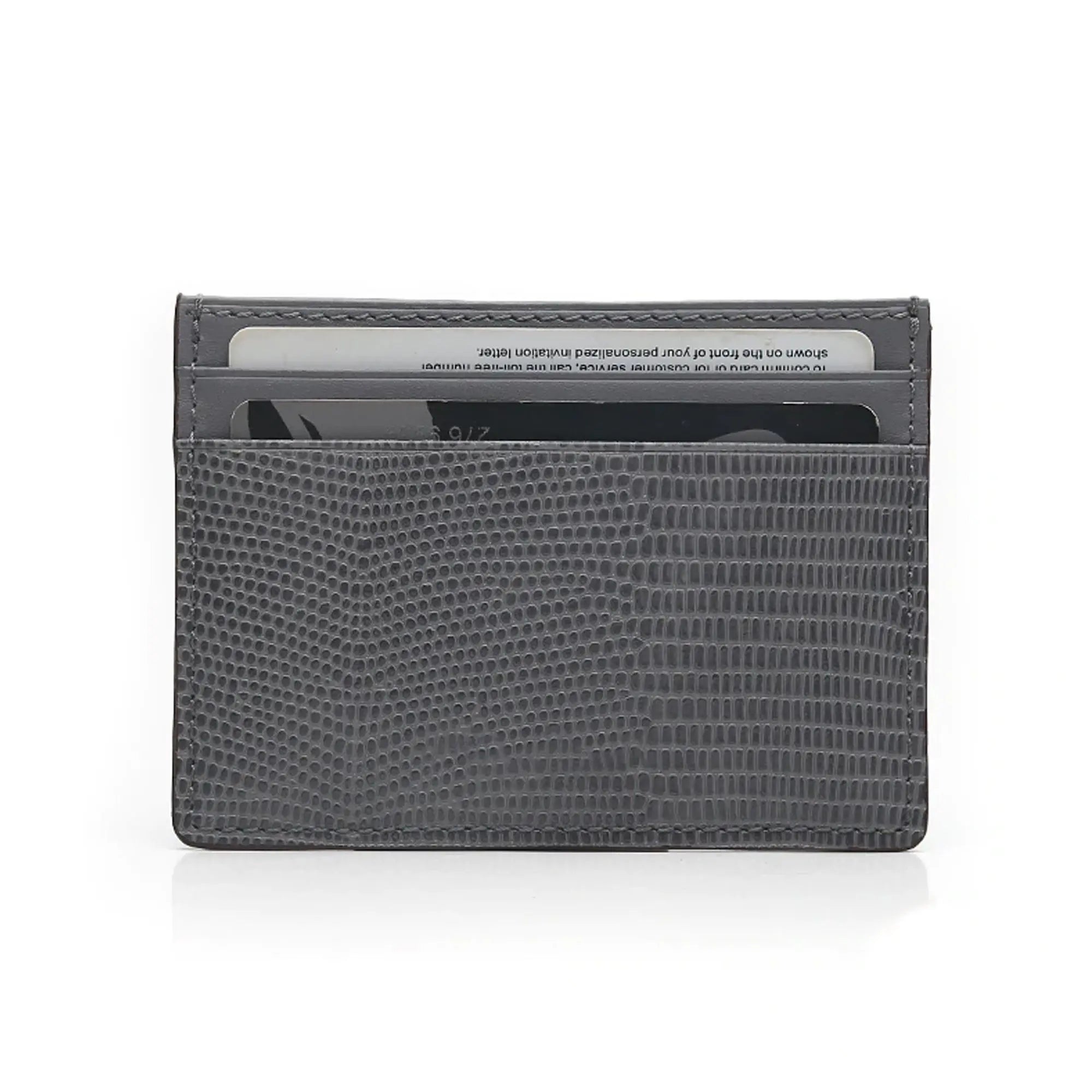 Grey Leather Card Holder Wallet Roger Wallace