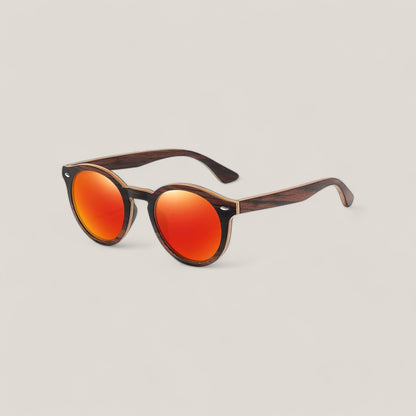 Orange Portree Round Eco-Friendly Bamboo Sunglasses