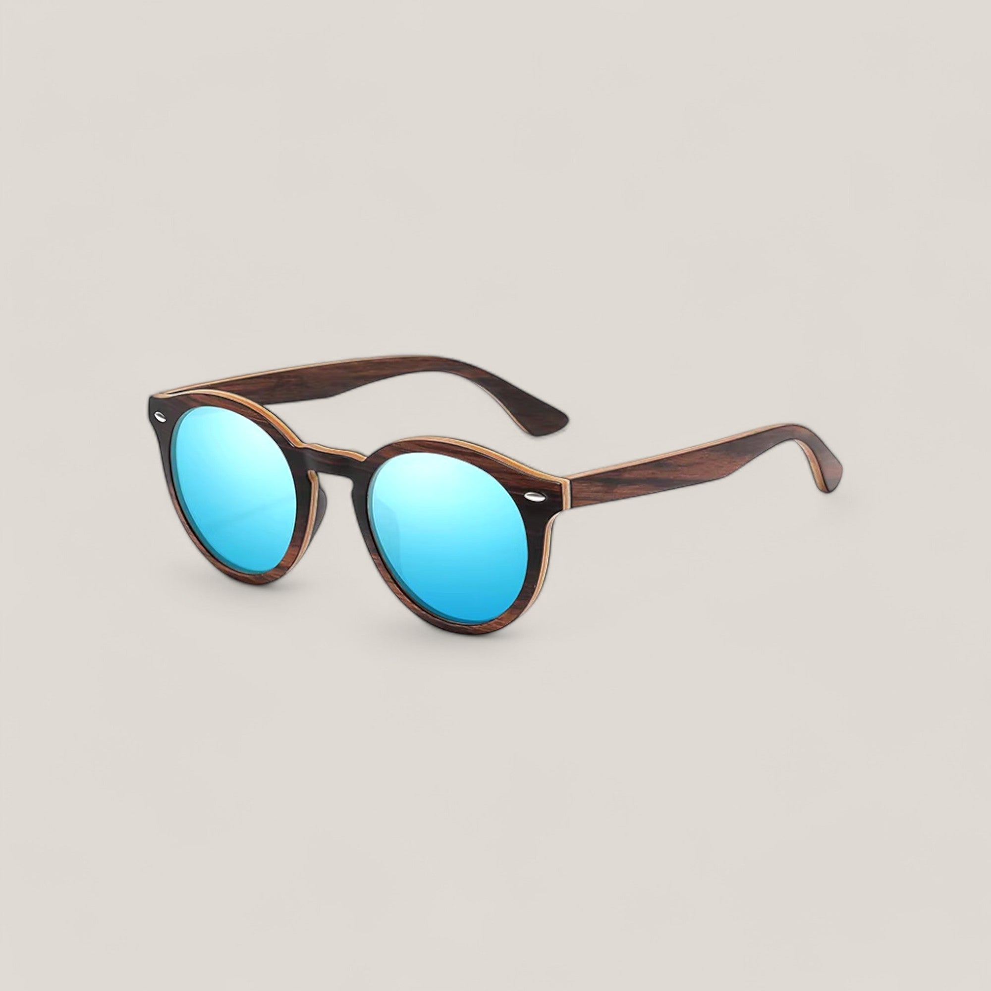 Blue Portree Round Eco-Friendly Bamboo Sunglasses