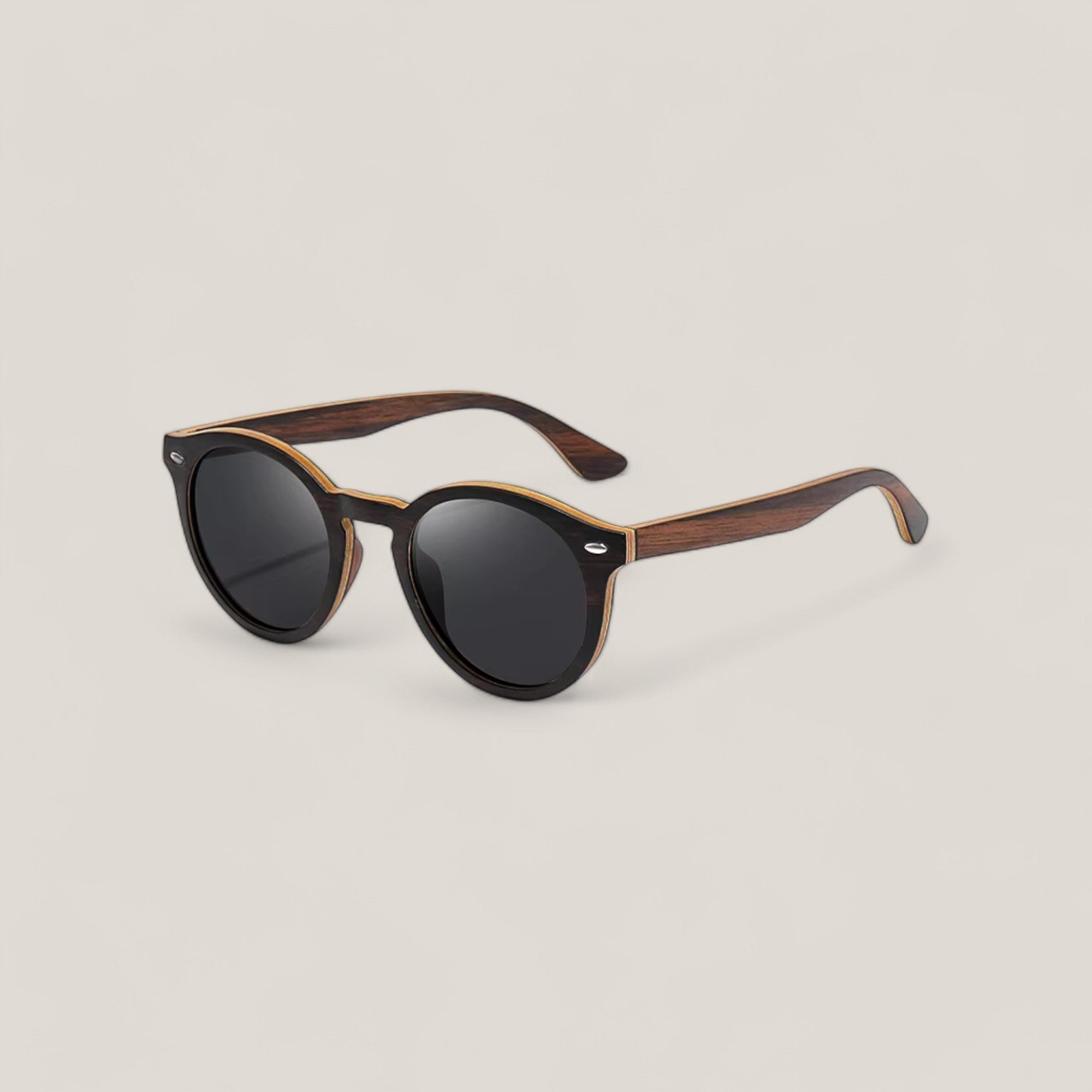 Black Portree Round Eco-Friendly Bamboo Sunglasses