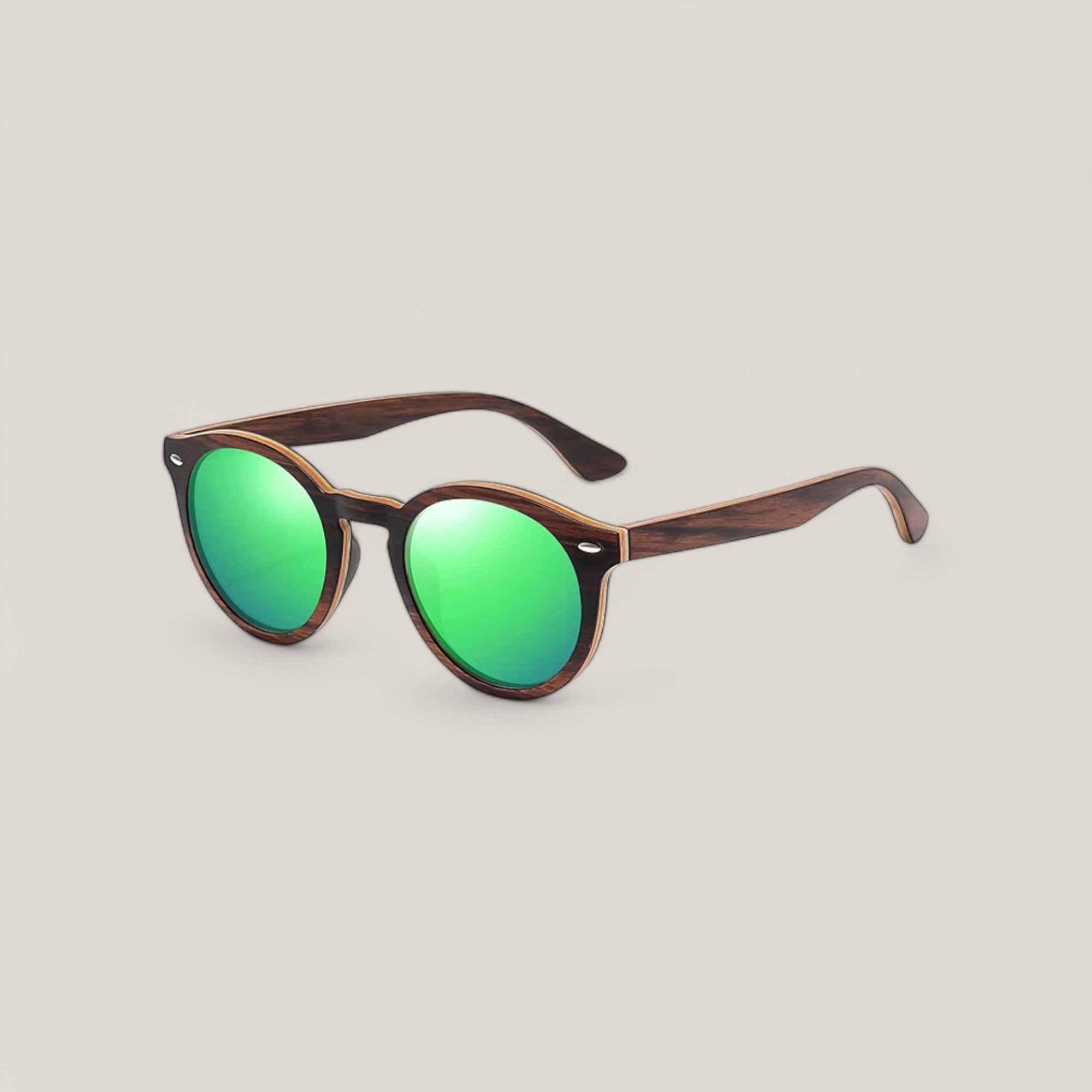 Green Portree Round Eco-Friendly Bamboo Sunglasses