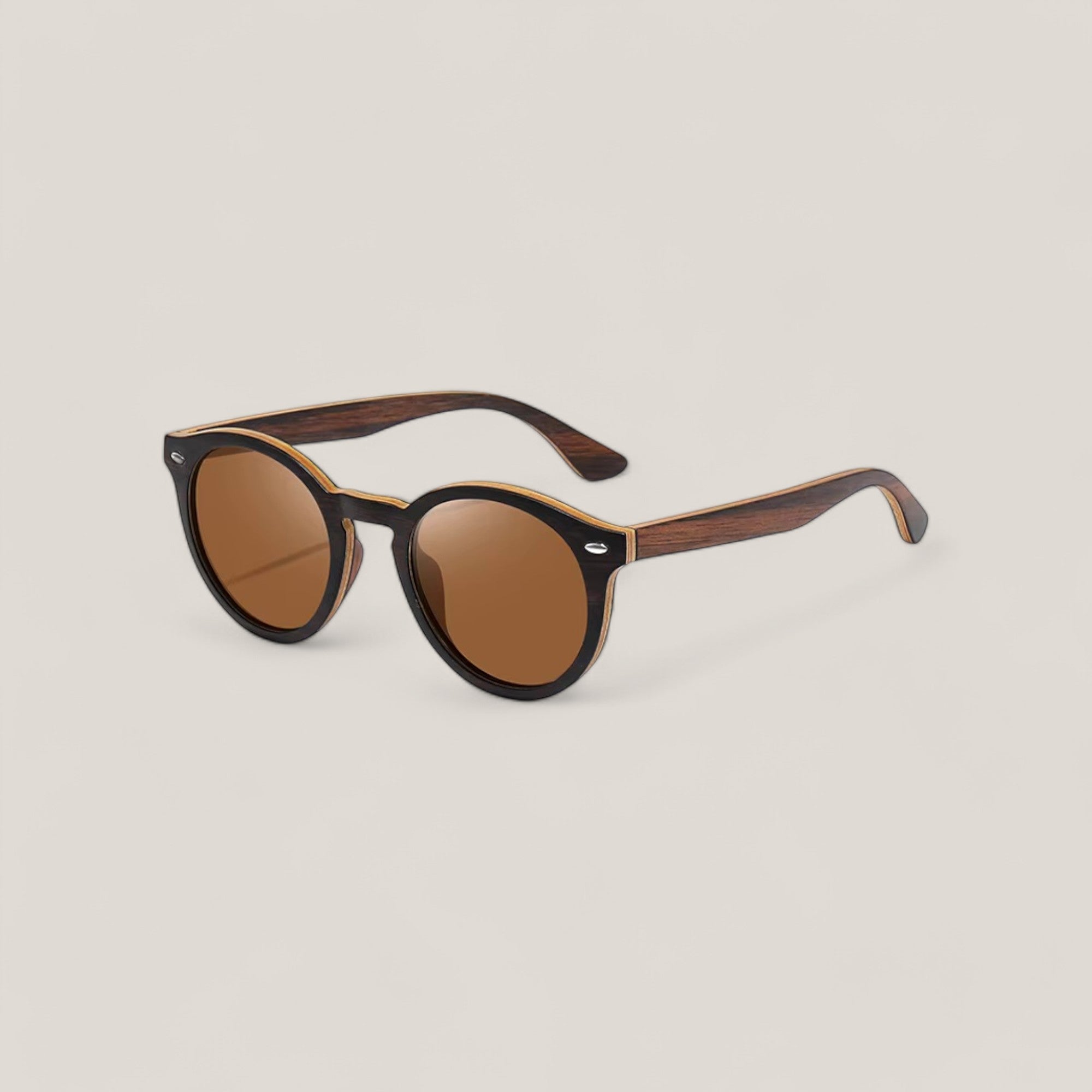 Brown Portree Round Eco-Friendly Bamboo Sunglasses