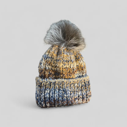 Blue & Brown Cloud Hare Beanie Hat