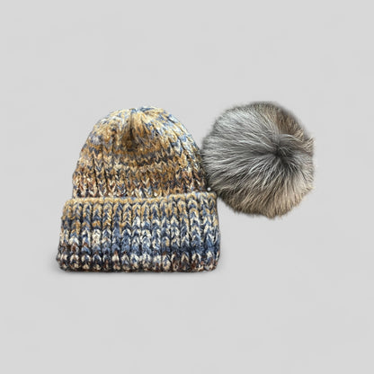 Blue & Brown Cloud Hare Beanie Hat