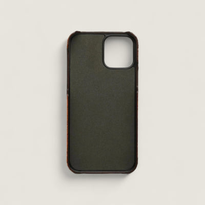 Étui de téléphone en cuir italien - iPhone Orange