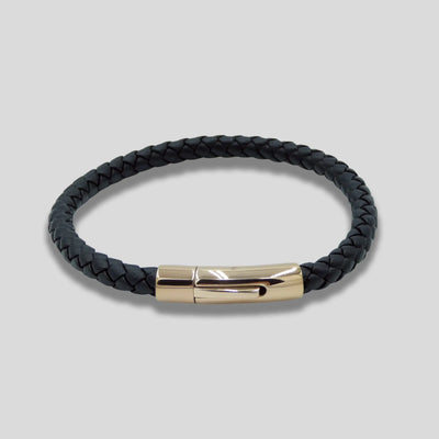 Leather Braided Rose Gold Clasp Bracelet Glen Ogal