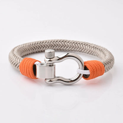 Men's Grey Nylon Stainless Steel Screw Shackles Bracelet Glen Ogal