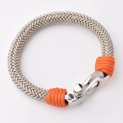 Men's Grey Nylon Stainless Steel Screw Shackles Bracelet Glen Ogal