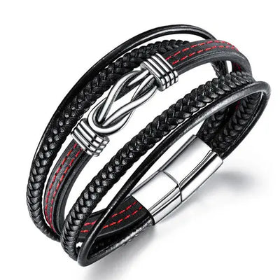 Multi Layer with Silver Knot - Red Stitching Glen Ogal