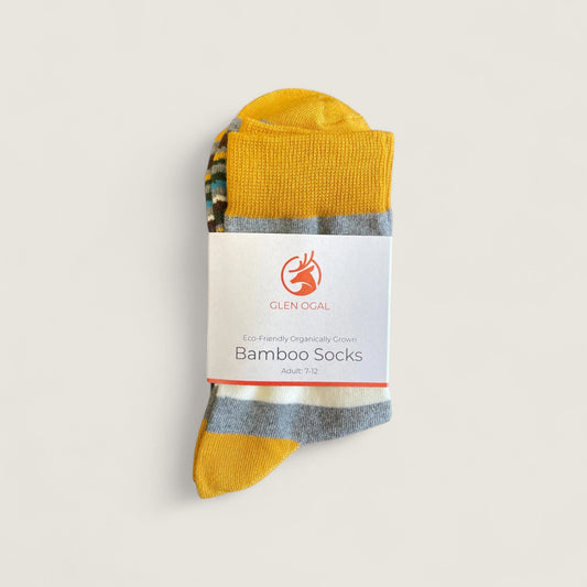 Mustard Stripe Bamboo Socks