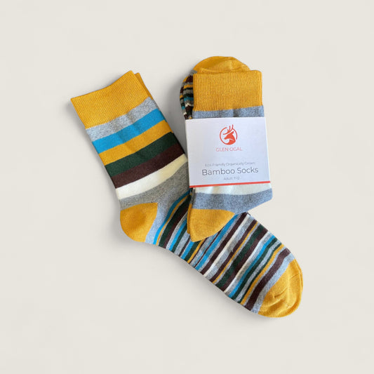 Mustard Stripe Bamboo Socks