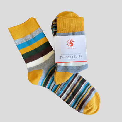 Mustard Bamboo Stripe Socks Glen Ogal