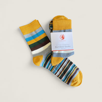Mustard Bamboo Stripe Socks