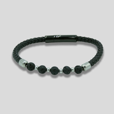 Natural Lava Stone Beaded Leather Bracelet Glen Ogal