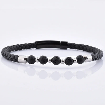 Natural Lava Stone Beaded Leather Bracelet Glen Ogal