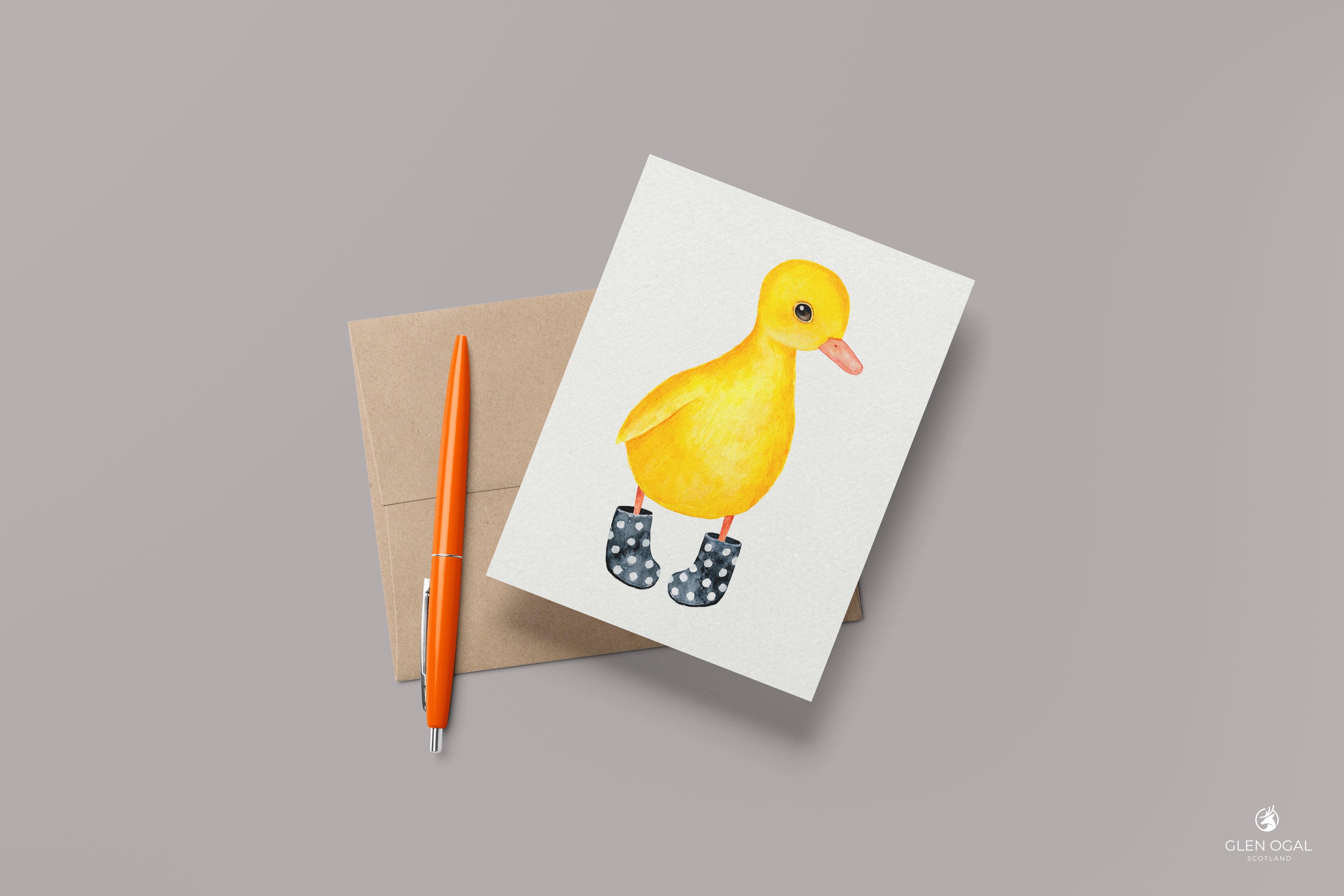 Pack of 5 Duck in Wellies Note Cards
