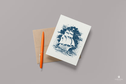 Pack of 5 Pirate Ship Note Cards