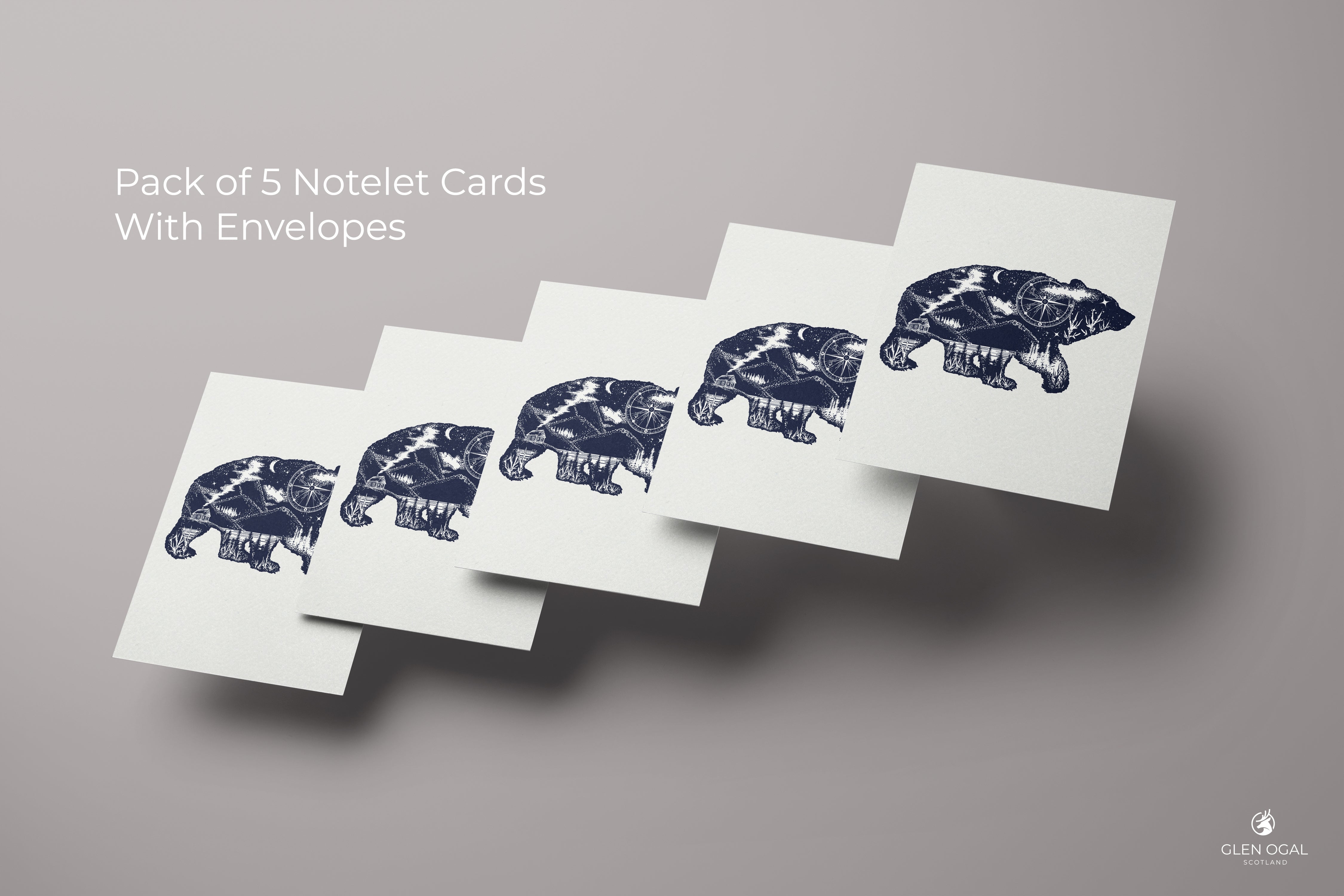 Pack of 5 Explorer Bear Note Cards