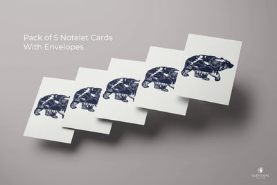 Pack of 5 Explorer Bear Note Cards - Glen Ogal