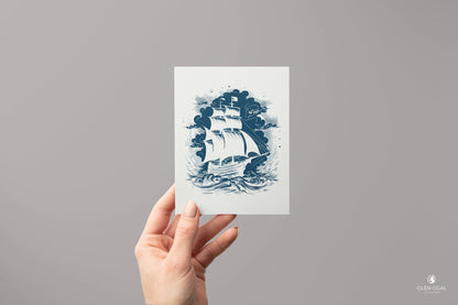 Pack of 5 Pirate Ship Note Cards - Glen Ogal