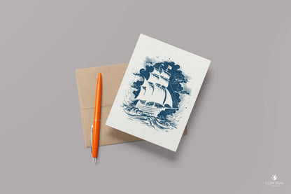 Pack of 5 Pirate Ship Note Cards Glen Ogal