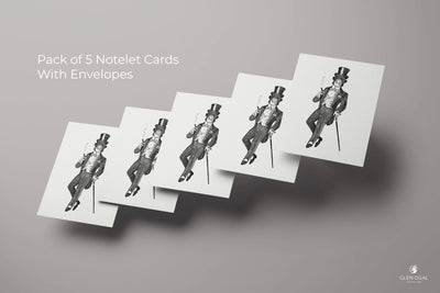 Pack of 5 Retro Smoking Monkey Note Cards - Glen Ogal