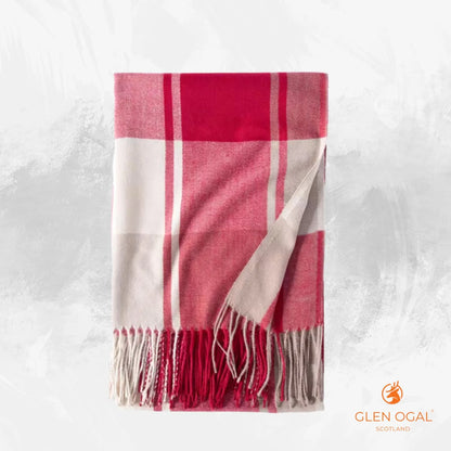 Red Plaid Cashmere Scarf/Pashmina Glen Ogal