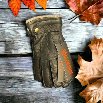 Premium Handcrafted Scottish Deer Skin Black Leather Gloves - Elegance in a Luxury Gift Box Glen Ogal