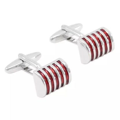 Red Stripe Curved Cufflinks - Glen Ogal