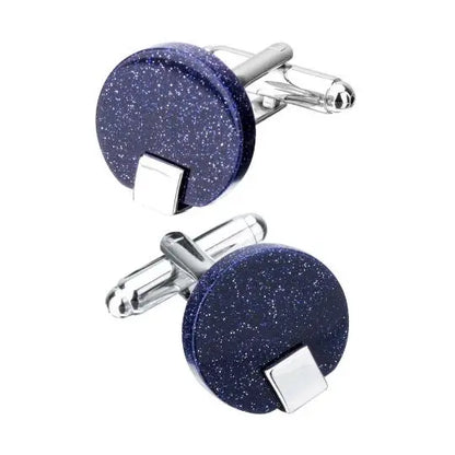 Round Blue Sandstone Cufflinks - Glen Ogal