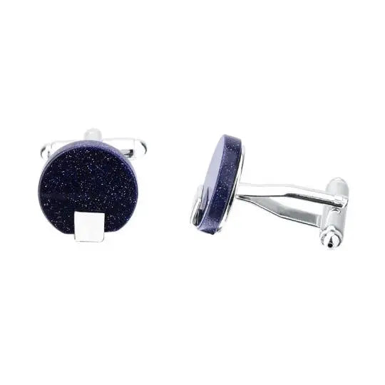 Round Blue Sandstone Cufflinks - Glen Ogal