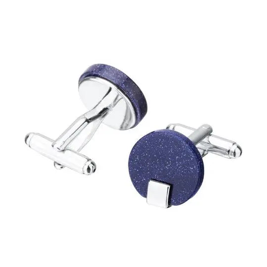 Round Blue Sandstone Cufflinks Glen Ogal