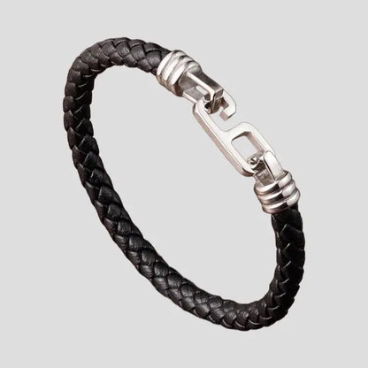 Single Black Leather Hook Bracelet - Glen Ogal