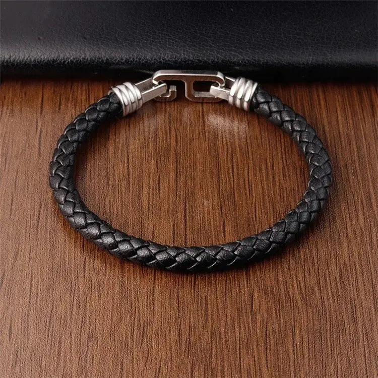 Single Black Leather Hook Bracelet - Glen Ogal