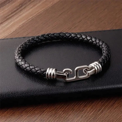 Single Black Leather Hook Bracelet - Glen Ogal